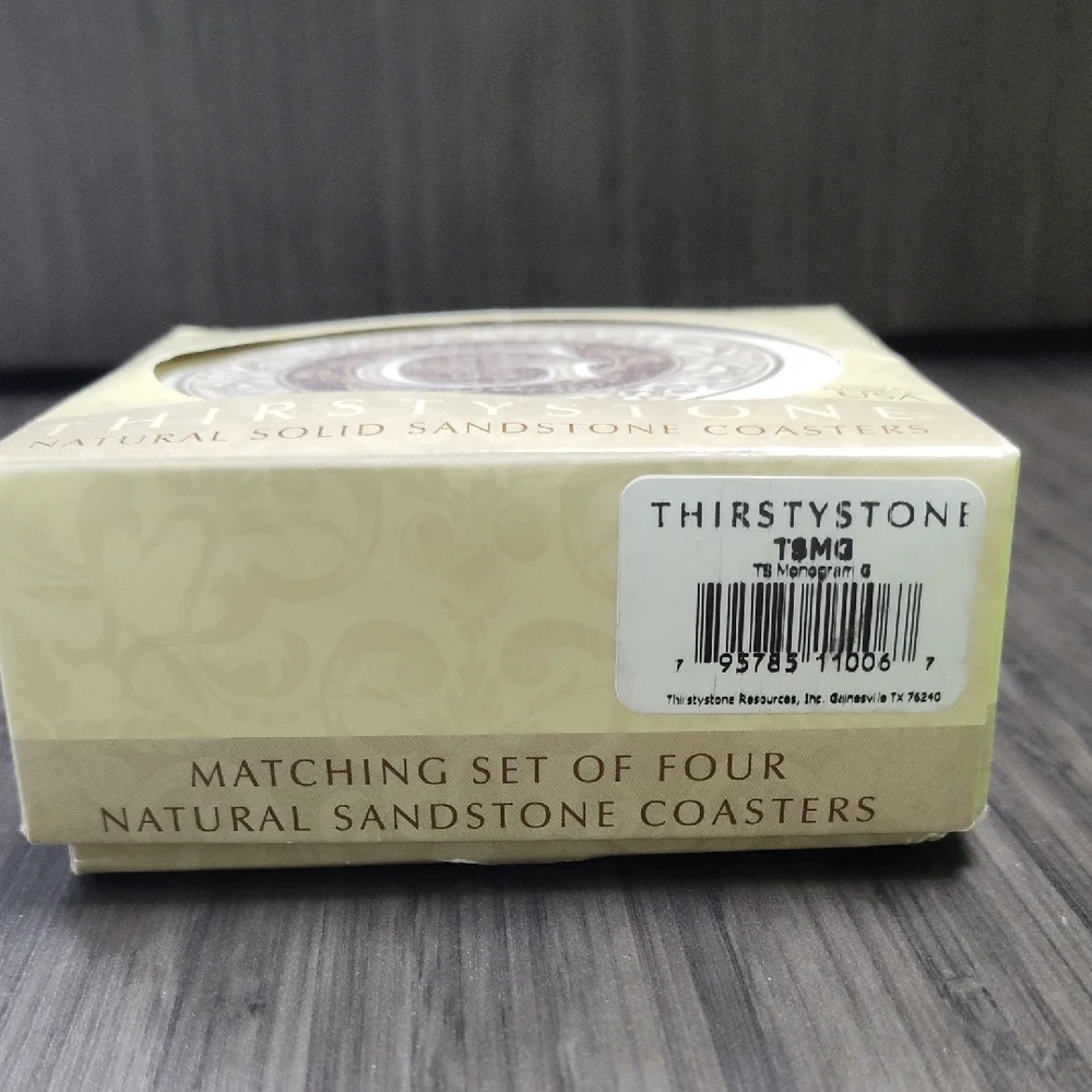 Coasters Thirstystone Monogram Coasters, All Natural Stone, Drink Absorbent - Picture 11 of 11